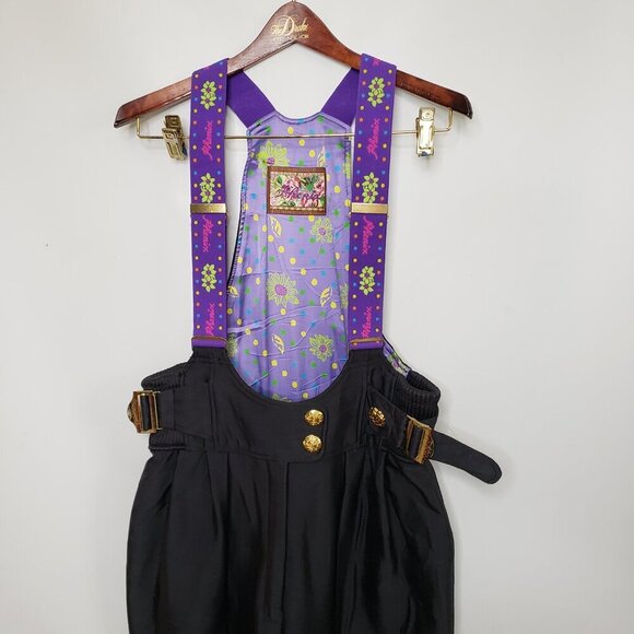 Phenix Women's Ski Snow Board Overall Pants Black Purple Size 12 Retro Vintage - Picture 2 of 16